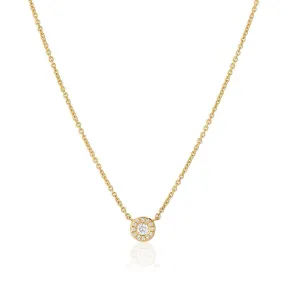 14k Yellow Gold Diamond Halo Necklace