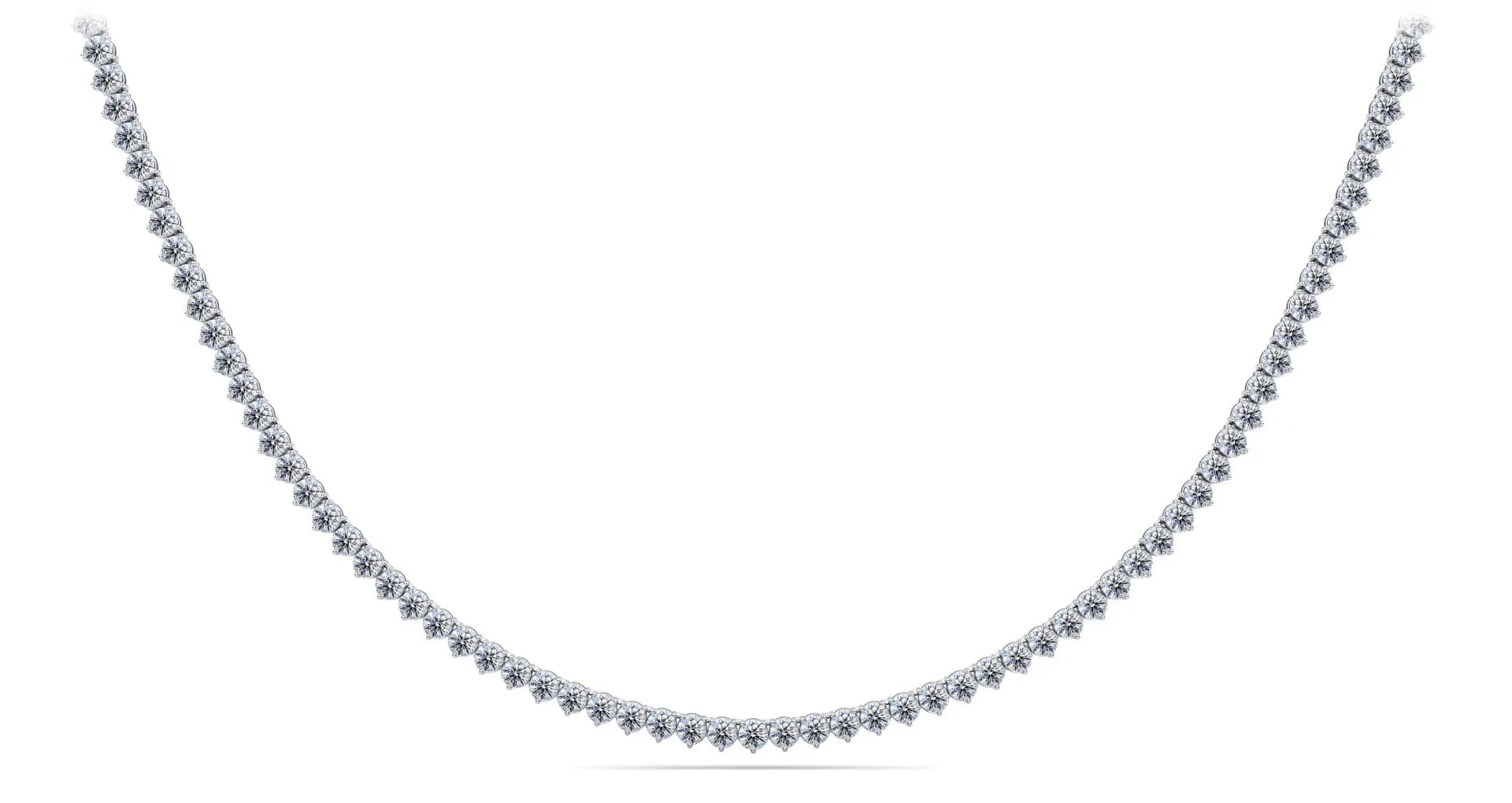 3 Prong Riviera Diamond Necklace with 13.10 ct.(finished) 2.9mm