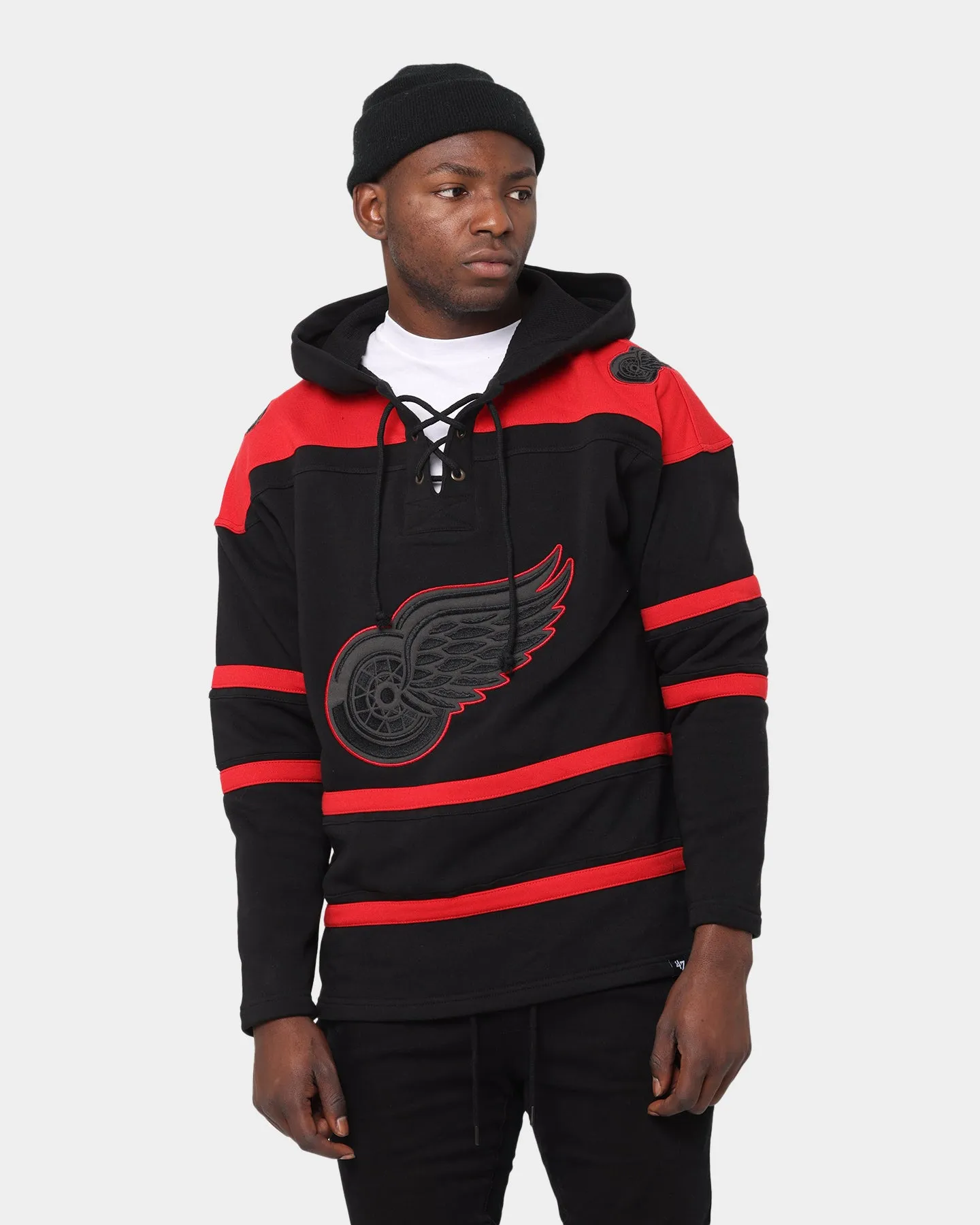 47 Brand Detroit Red Wings NHL Lacer Hoodie Jet Black/Red