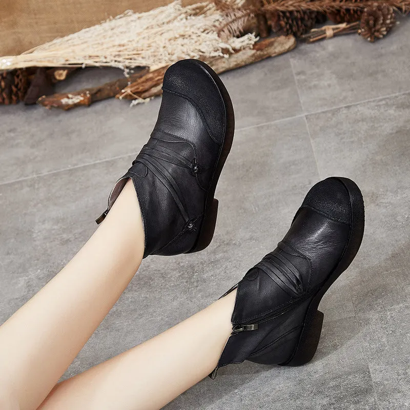 Autumn Winter Round Head Soft Bottom Handmade Retro Shoes