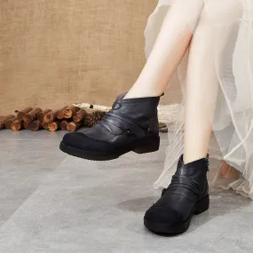 Autumn Winter Round Head Soft Bottom Handmade Retro Shoes