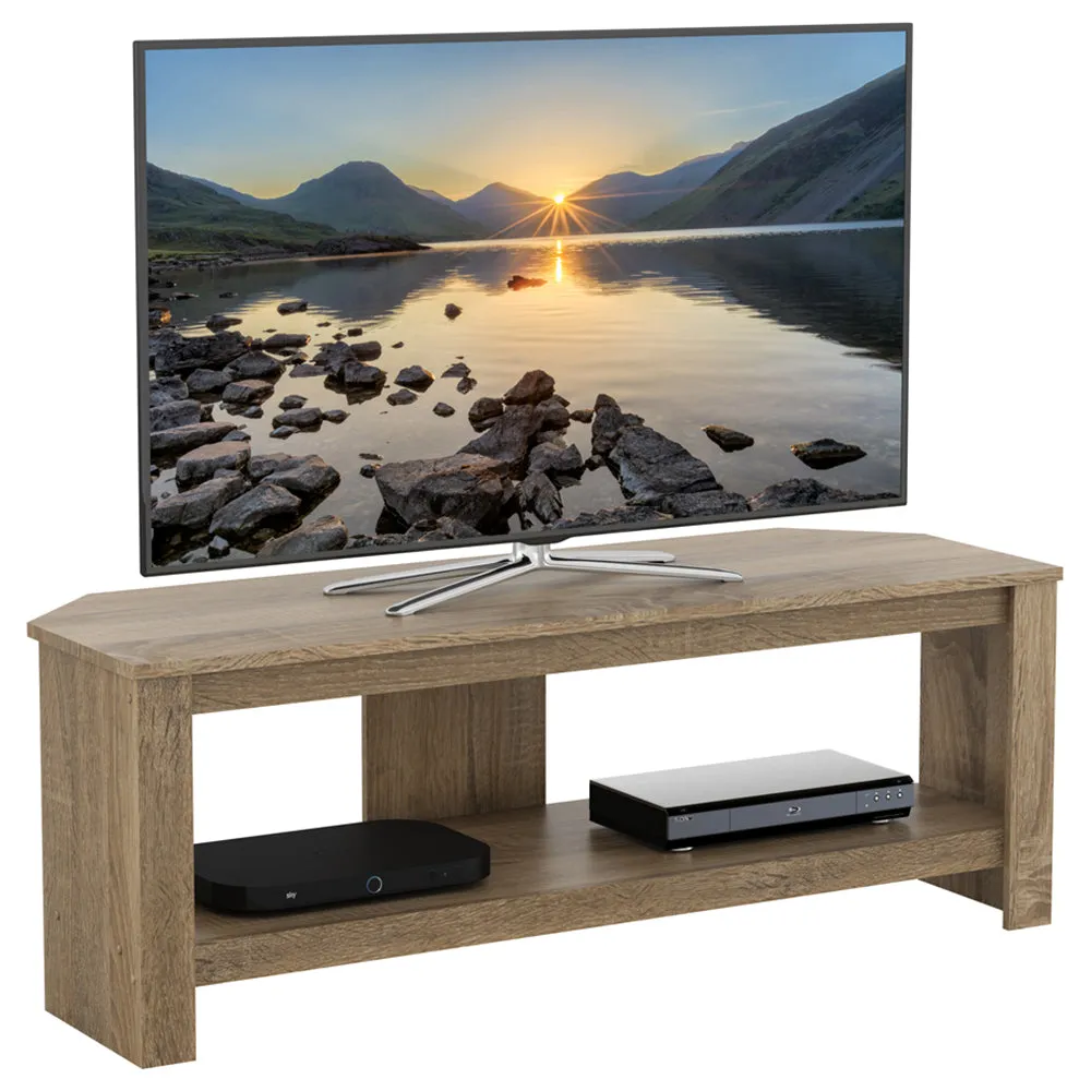 AVF Calibre Corner TV Stand for Up to 55" TV - Rustic Sawn Oak | CA115SO