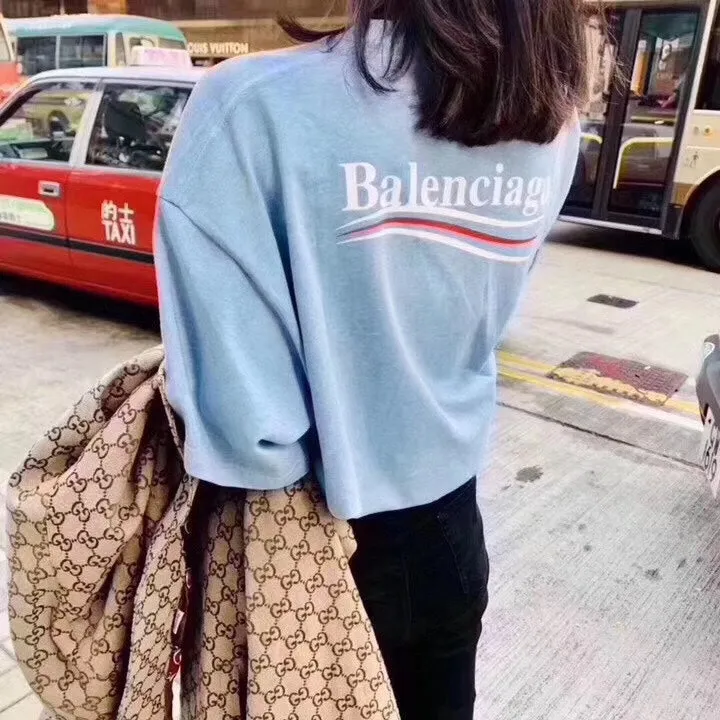 Balenciaga Basic Logo T-Shirt - Light Blue