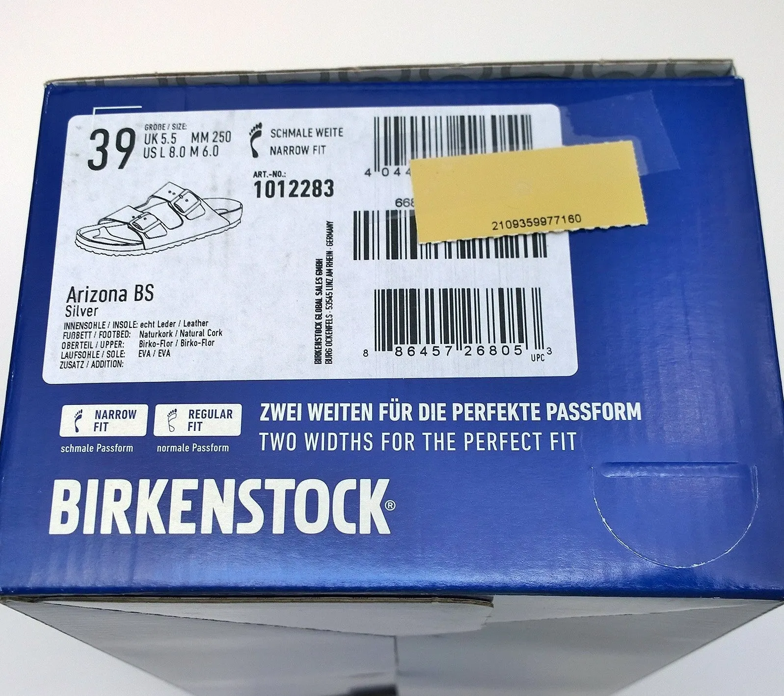 Birkenstock Arizona Silver Slides Birko-flor Sandals Narrow Flats