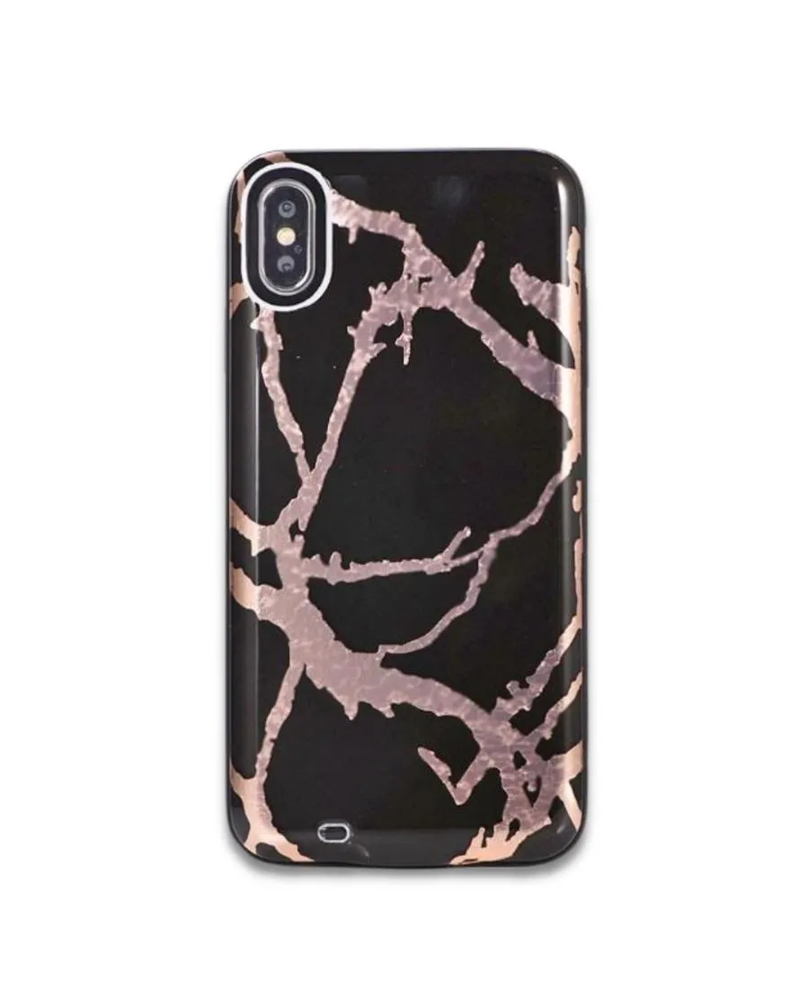 Black & Gold Metallic Marble Battery Power Phone Case