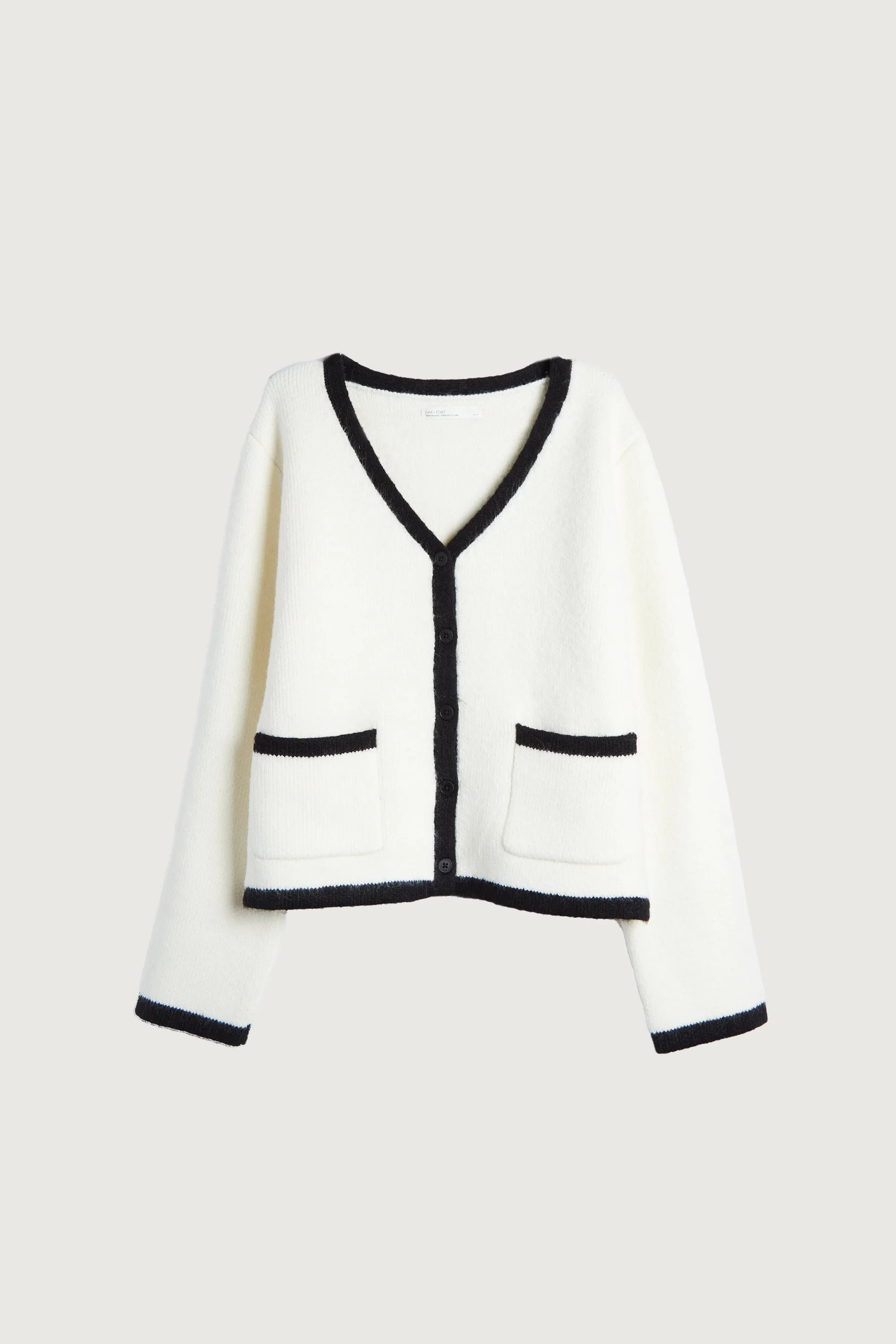 CONTRAST TRIM BUTTON UP CARDIGAN