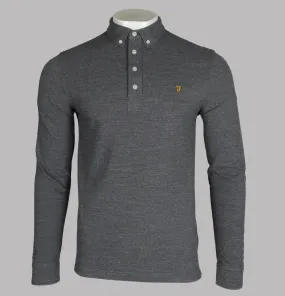 Farah Ricky LS Polo Shirt Grey Marl