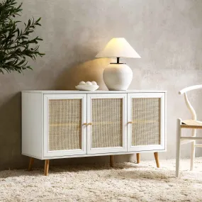 Frances Woven Rattan 3-Door Sideboard, White