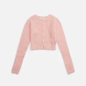 GUIZIO Mohair Fuzzy Cropped Cardigan - Rose Cloud