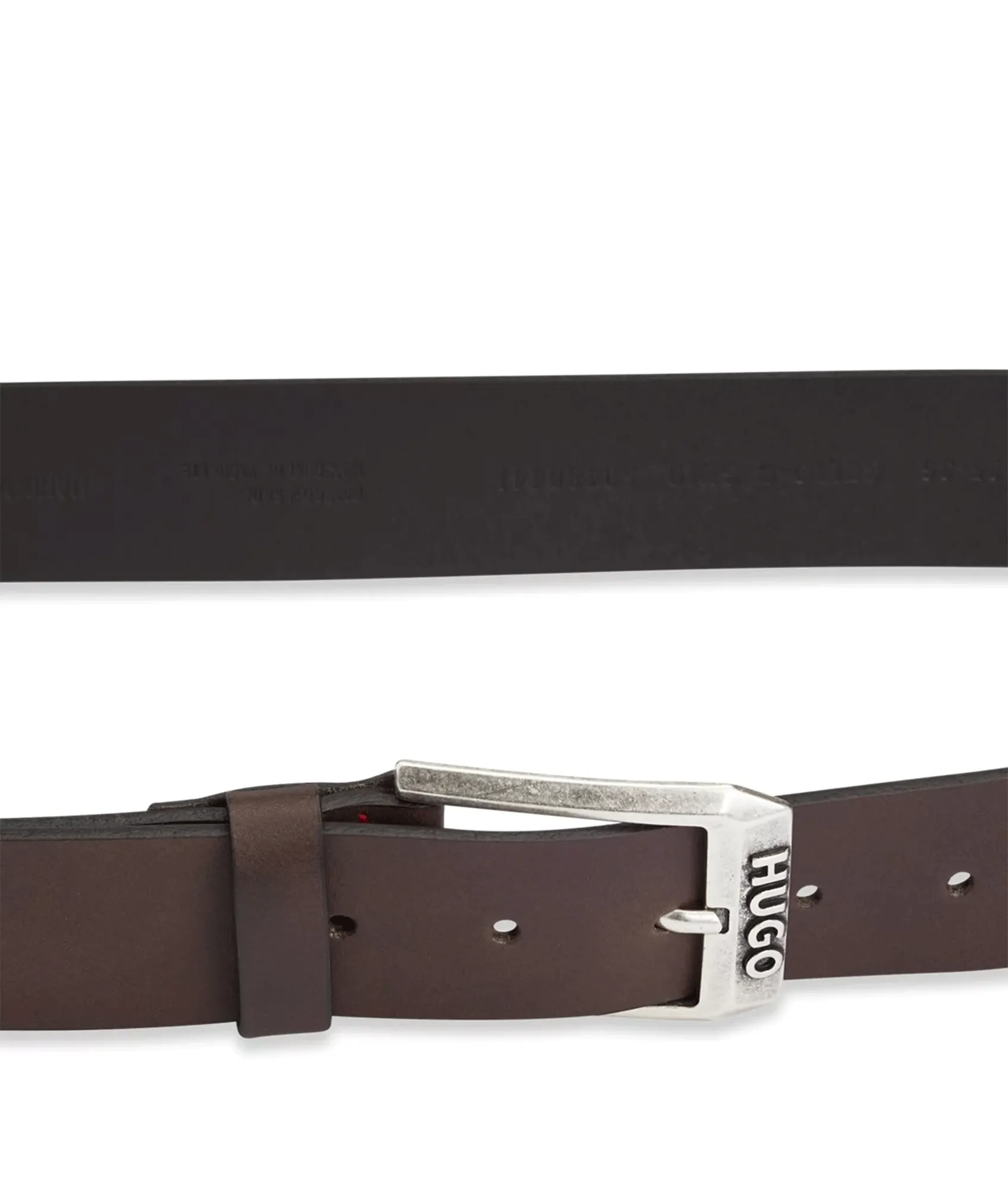 Leather Belt With Logo Pin Buckle - Brown