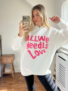 Love Lyric Hoodie / White & Pink