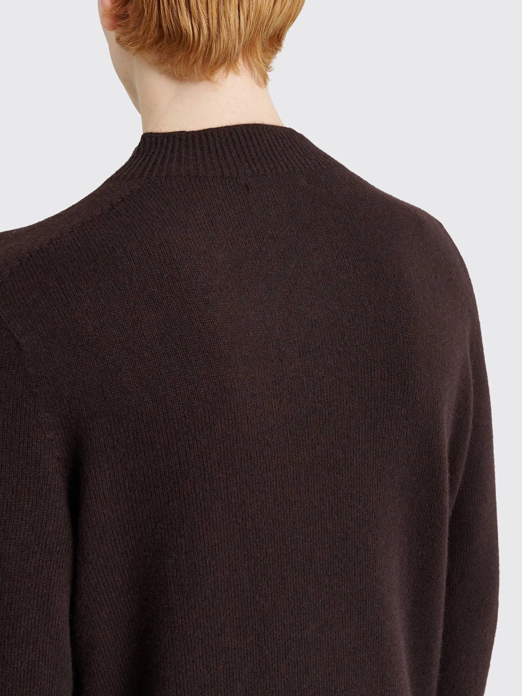 Margaret Howell Saddle Crew Neck Cashmere Cotton Twist Mahogany