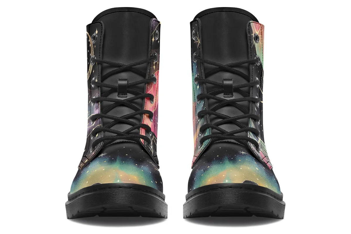 Northern Lights Boots - Vegan Leather Doc-Style Boots with Durable Stitched on Soles