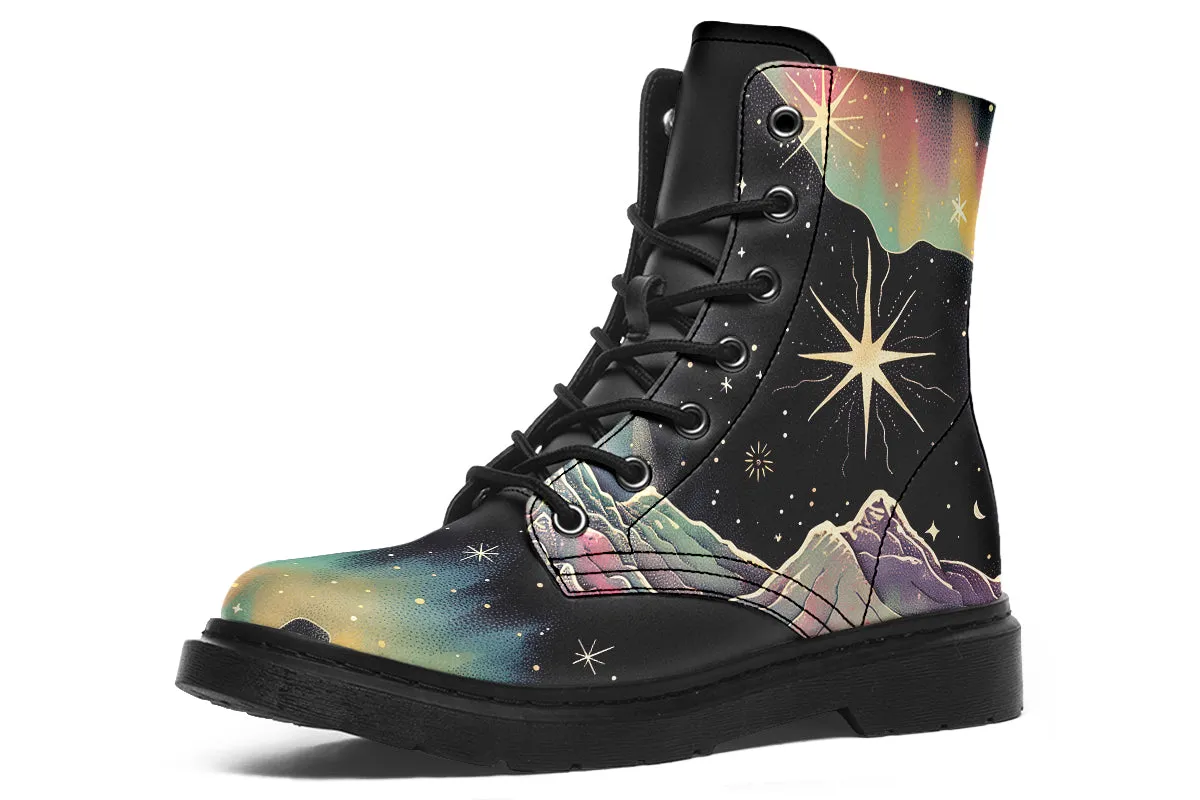 Northern Lights Boots - Vegan Leather Doc-Style Boots with Durable Stitched on Soles