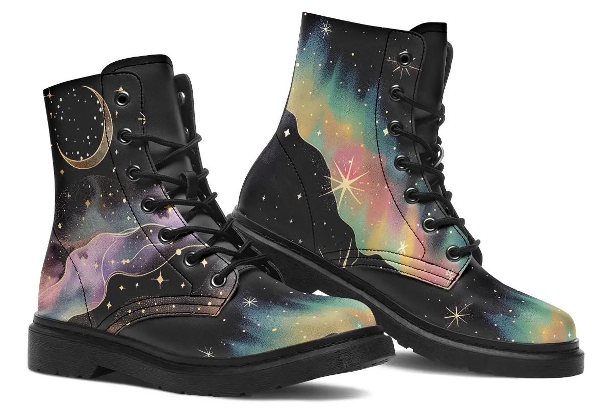 Northern Lights Boots - Vegan Leather Doc-Style Boots with Durable Stitched on Soles