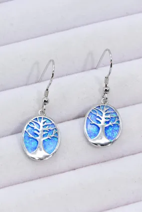 Opal Blue Platinum-Plated Drop Earrings