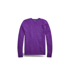 Purple Cable Knit Crewneck Sweater