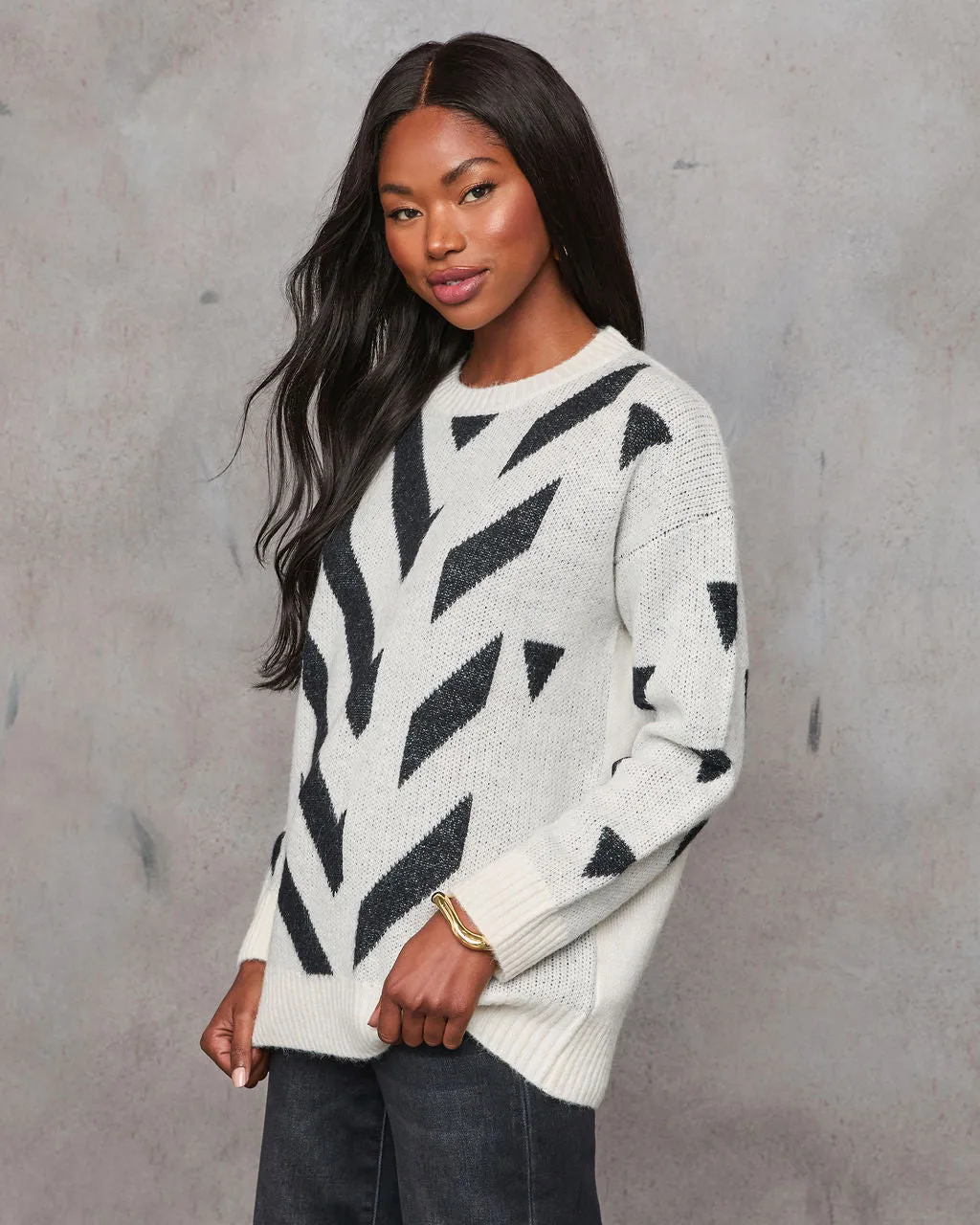 Quite Like You Abstract Chevron Print Sweater