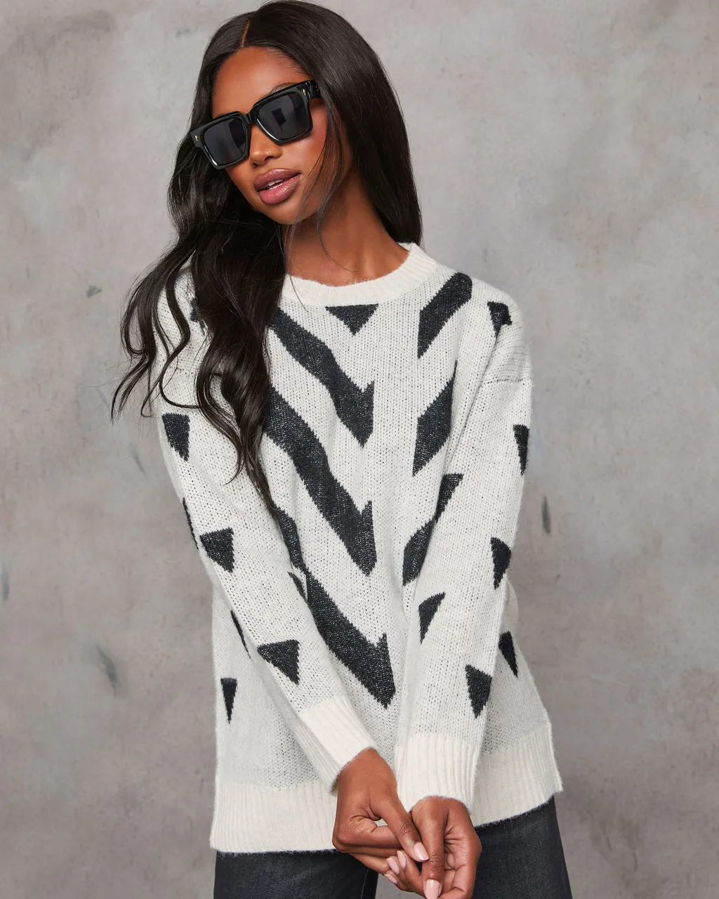 Quite Like You Abstract Chevron Print Sweater