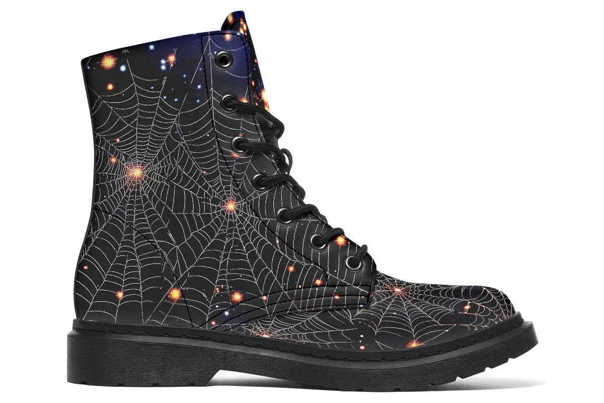 Spiderweb Boots - Vegan Leather Doc-Style Boots with Durable Stitched on Soles