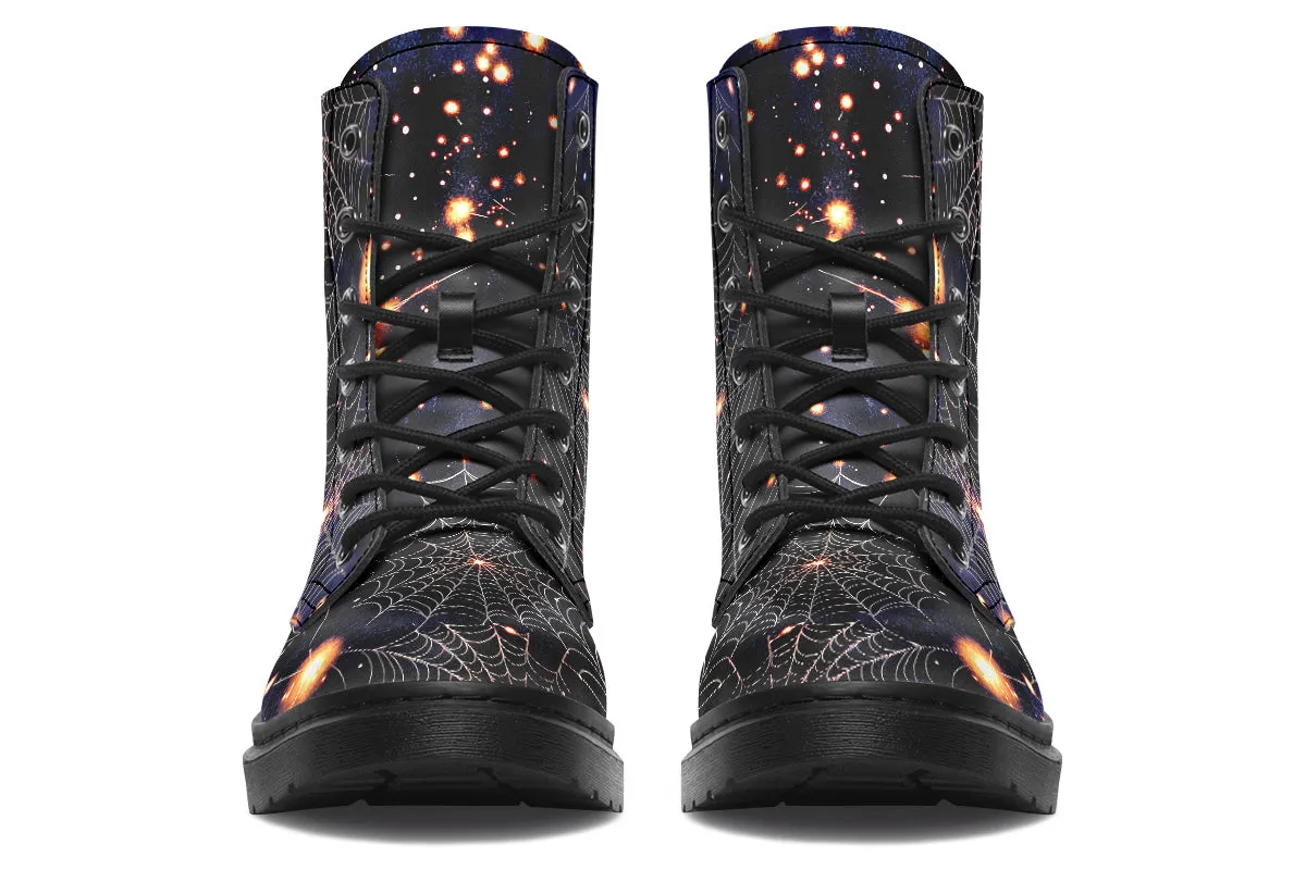 Spiderweb Boots - Vegan Leather Doc-Style Boots with Durable Stitched on Soles