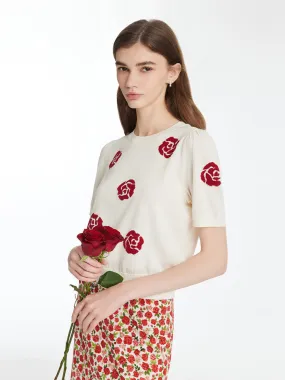 Tencel Rose Jacquard Women Knit Top