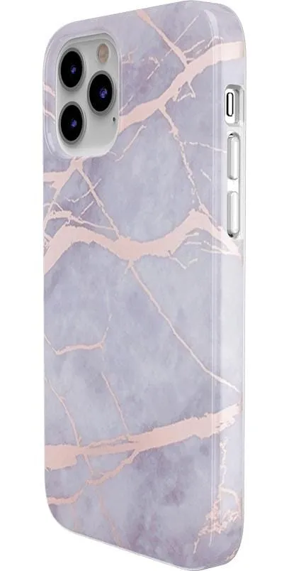 Touch of Lavender | Lavender Gray & Rose Gold Marble Case