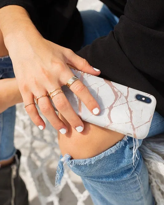 Touch of Lavender | Lavender Gray & Rose Gold Marble Case