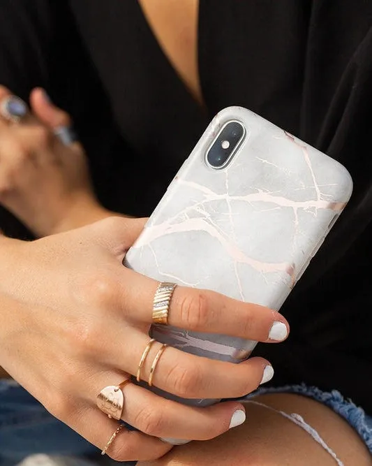 Touch of Lavender | Lavender Gray & Rose Gold Marble Case