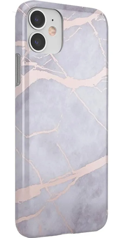 Touch of Lavender | Lavender Gray & Rose Gold Marble Case