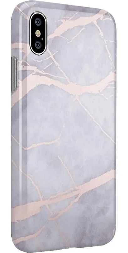 Touch of Lavender | Lavender Gray & Rose Gold Marble Case