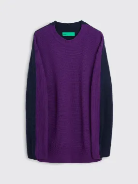 TRS BIEN everywear Split Knitted Sweater Wool Blend Purple / Navy